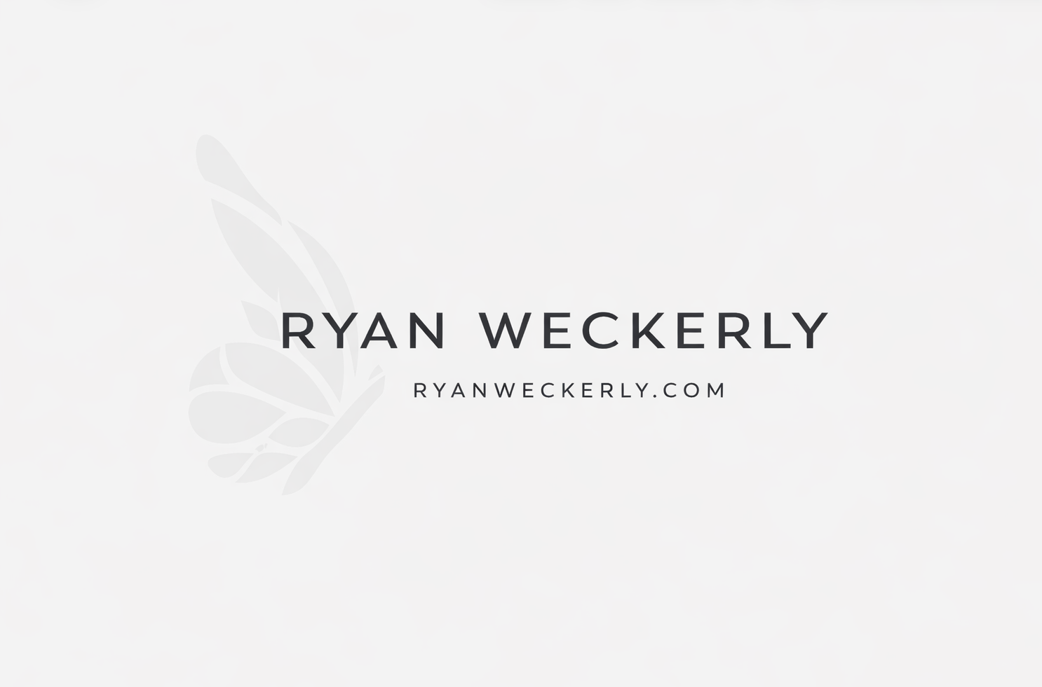 Ryan Weckerly logo with butterfly mark and website address ryanweckerly.com on light background