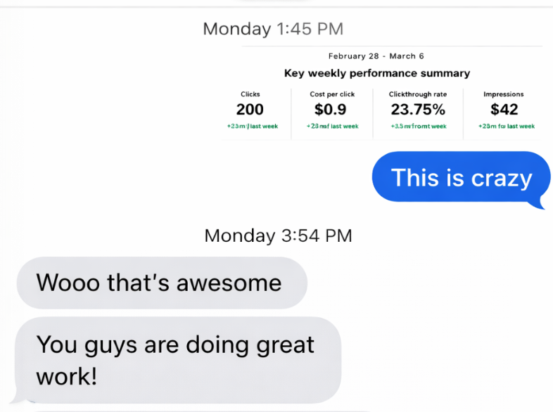 And every once in a while, the results lead to a simple text exchange.